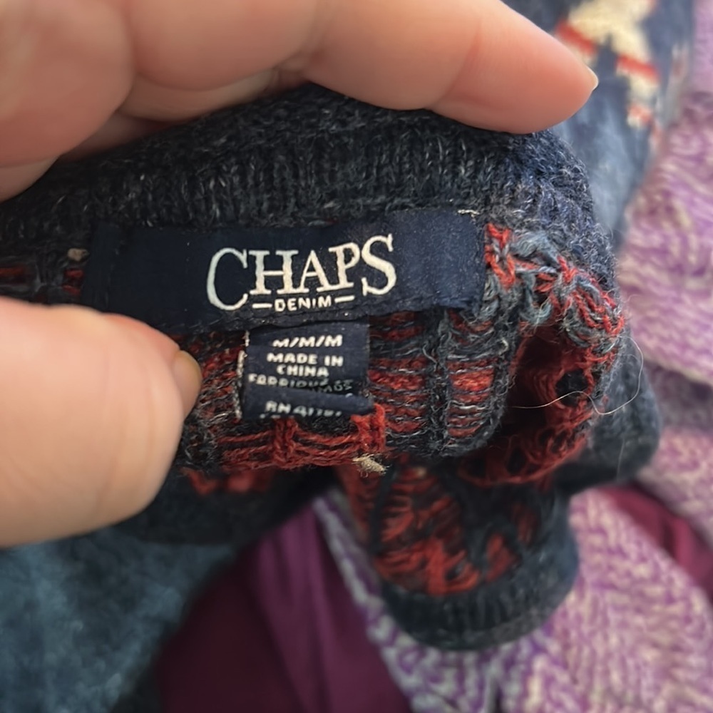 CHAPS southwestern print cotton crewneck sweater - Picture 4 of 4